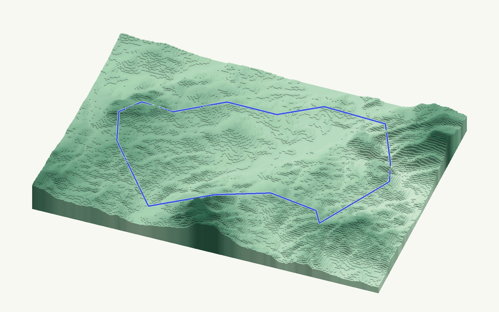 Ardales rendered as a stacked-terrace terrain model from open elevation data, viewed from the south at 25 m steps, with the municipal boundary in cobalt