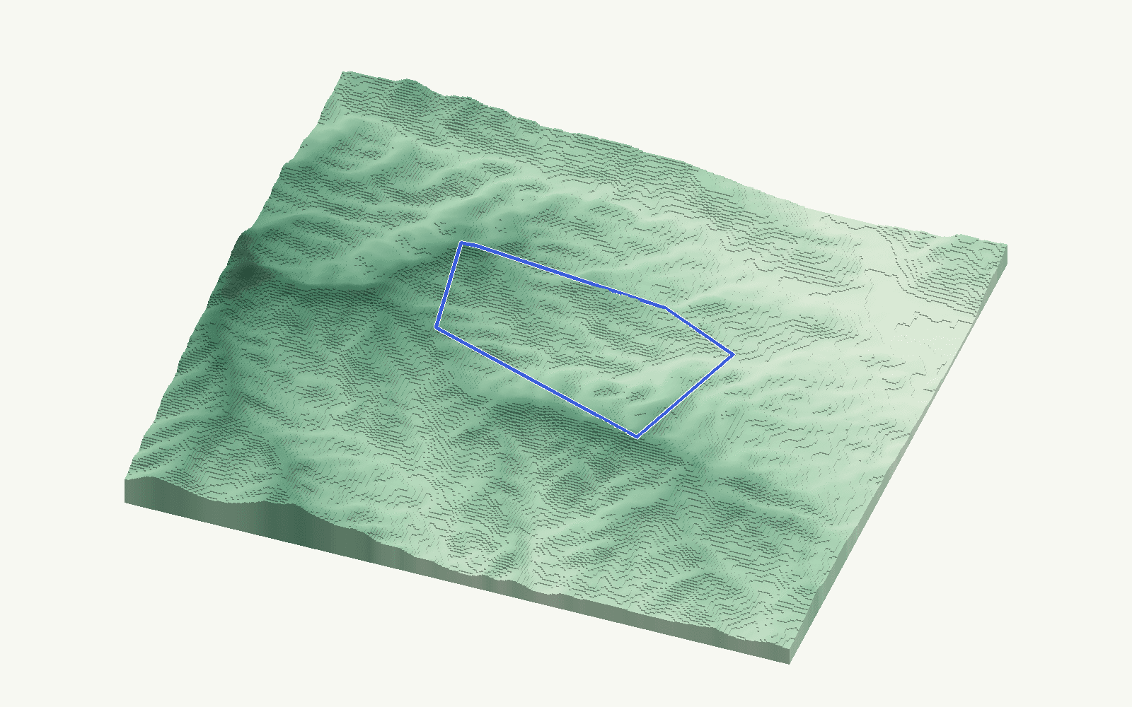 Iznate rendered as a stacked-terrace terrain model from open elevation data, viewed from the south at 10 m steps, with the municipal boundary in cobalt